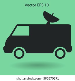 van with a satellite dish on the roof vector picture