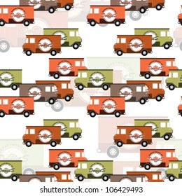 Van seamless pattern. Vector illustration