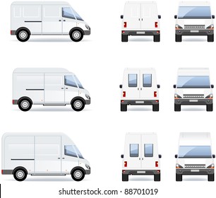 Van.
Set of the car icons in vector (Set #26). In the side, front and back views.
