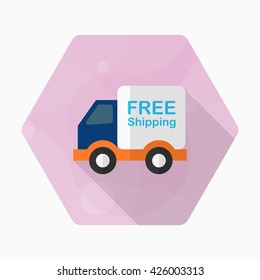 Van and Shipping icon, Vector flat long shadow design. Transport concept.