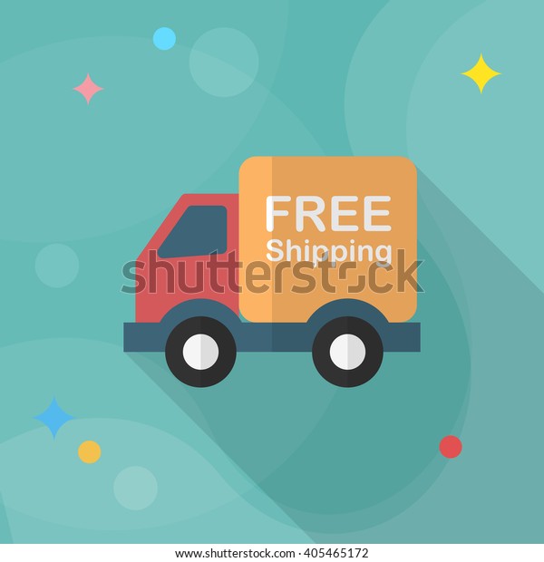 Van and Shipping icon, Vector flat long shadow\
design. Transport concept.