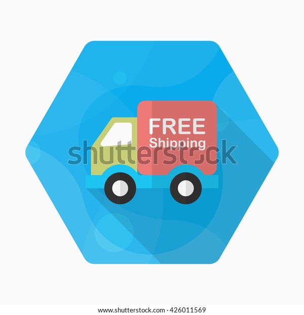 Van and Shipping icon, Vector flat long shadow\
design. Transport concept.