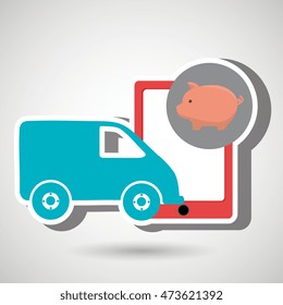 van shipping online store vector illustration eps 10