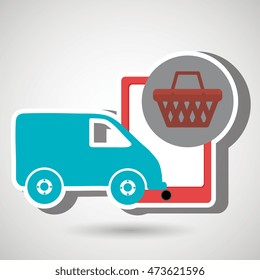 van shipping online store vector illustration eps 10