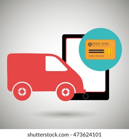 van shipping online store vector illustration eps 10