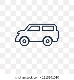 Van side view vector outline icon isolated on transparent background, high quality linear Van side view transparency concept can be used web and mobile