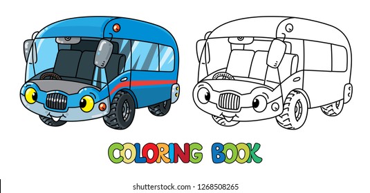Camioneta o pequeño libro para niños. Gracioso camión vectorial lindo con los ojos y la boca. Ilustración vectorial secundaria. Vagón