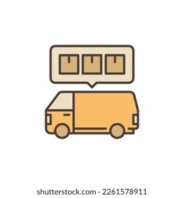 Van and Speech Bubble vector Delivery concept colored icon or design element