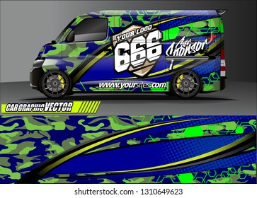 van sticker decal design. simple lines with abstract background vector concept for vehicle vinyl wrap and car livery