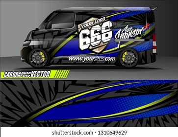 van sticker decal design. simple lines with abstract background vector concept for vehicle vinyl wrap and car livery
