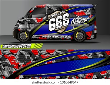 van sticker decal design. simple lines with abstract background vector concept for vehicle vinyl wrap and car livery