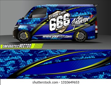 van sticker decal design. simple lines with abstract background vector concept for vehicle vinyl wrap and car livery