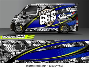van sticker decal design. simple lines with abstract background vector concept for vehicle vinyl wrap and car livery