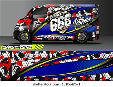van sticker decal design. simple lines with abstract background vector concept for vehicle vinyl wrap and car livery