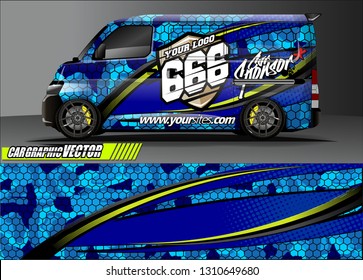 van sticker decal design. simple lines with abstract background vector concept for vehicle vinyl wrap and car livery