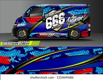 van sticker decal design. simple lines with abstract background vector concept for vehicle vinyl wrap and car livery