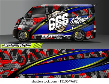 van sticker decal design. simple lines with abstract background vector concept for vehicle vinyl wrap and car livery