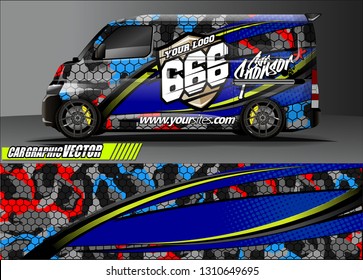 van sticker decal design. simple lines with abstract background vector concept for vehicle vinyl wrap and car livery