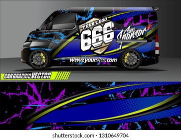 van sticker decal design. simple lines with abstract background vector concept for vehicle vinyl wrap and car livery