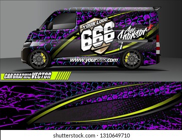 van sticker decal design. simple lines with abstract background vector concept for vehicle vinyl wrap and car livery