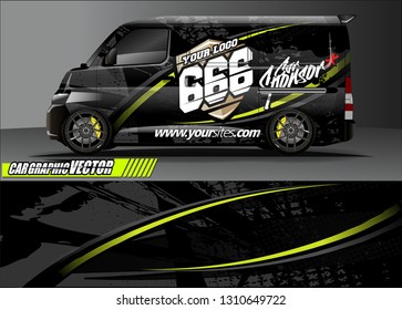 van sticker decal design. simple lines with abstract background vector concept for vehicle vinyl wrap and car livery