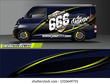 van sticker decal design. simple lines with abstract background vector concept for vehicle vinyl wrap and car livery