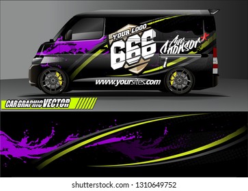 van sticker decal design. simple lines with abstract background vector concept for vehicle vinyl wrap and car livery