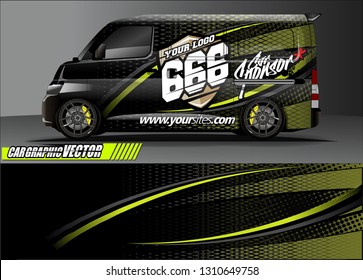 van sticker decal design. simple lines with abstract background vector concept for vehicle vinyl wrap and car livery