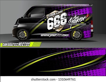 van sticker decal design. simple lines with abstract background vector concept for vehicle vinyl wrap and car livery