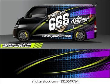 van sticker decal design. simple lines with abstract background vector concept for vehicle vinyl wrap and car livery