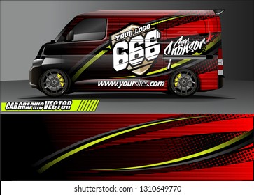 van sticker decal design. simple lines with abstract background vector concept for vehicle vinyl wrap and car livery