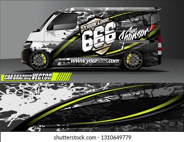 van sticker decal design. simple lines with abstract background vector concept for vehicle vinyl wrap and car livery
