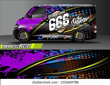 van sticker decal design. simple lines with abstract background vector concept for vehicle vinyl wrap and car livery