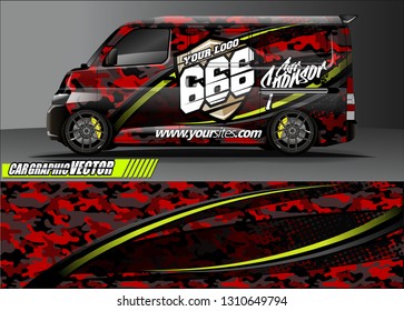 van sticker decal design. simple lines with abstract background vector concept for vehicle vinyl wrap and car livery