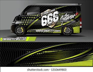 van sticker decal design. simple lines with abstract background vector concept for vehicle vinyl wrap and car livery