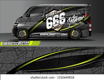 van sticker decal design. simple lines with abstract background vector concept for vehicle vinyl wrap and car livery