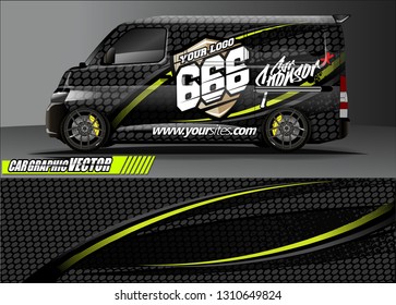 van sticker decal design. simple lines with abstract background vector concept for vehicle vinyl wrap and car livery