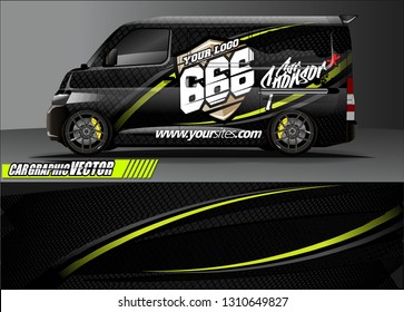 van sticker decal design. simple lines with abstract background vector concept for vehicle vinyl wrap and car livery