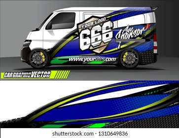 van sticker decal design. simple lines with abstract background vector concept for vehicle vinyl wrap and car livery