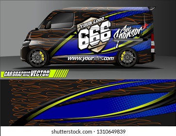 van sticker decal design. simple lines with abstract background vector concept for vehicle vinyl wrap and car livery