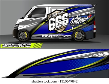 van sticker decal design. simple lines with abstract background vector concept for vehicle vinyl wrap and car livery