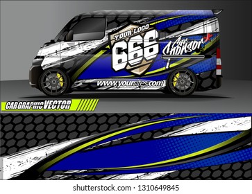 van sticker decal design. simple lines with abstract background vector concept for vehicle vinyl wrap and car livery