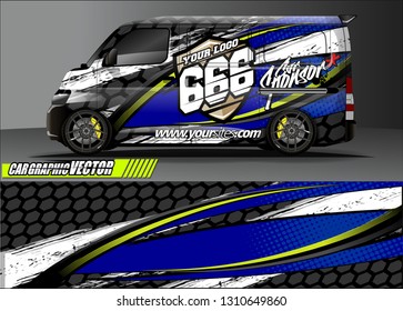 van sticker decal design. simple lines with abstract background vector concept for vehicle vinyl wrap and car livery