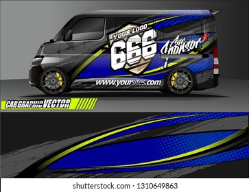 van sticker decal design. simple lines with abstract background vector concept for vehicle vinyl wrap and car livery