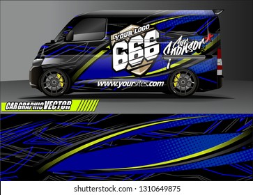 van sticker decal design. simple lines with abstract background vector concept for vehicle vinyl wrap and car livery