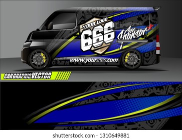 van sticker decal design. simple lines with abstract background vector concept for vehicle vinyl wrap and car livery
