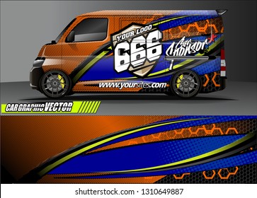 van sticker decal design. simple lines with abstract background vector concept for vehicle vinyl wrap and car livery