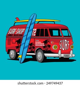 Van Surf Illustration, t-shirt graphics, vectors, typography