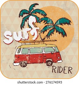 Van Surf Illustration, t-shirt graphics, vectors, typography