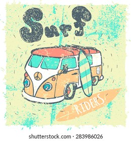 Van Surf Illustration, t-shirt graphics, vectors, typography